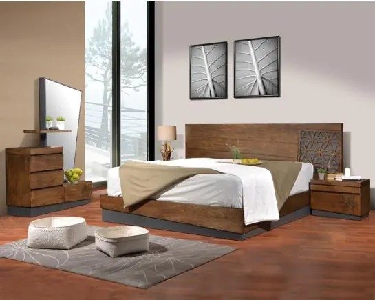 Solidwood Headbord with Box Storage - Queen Bed