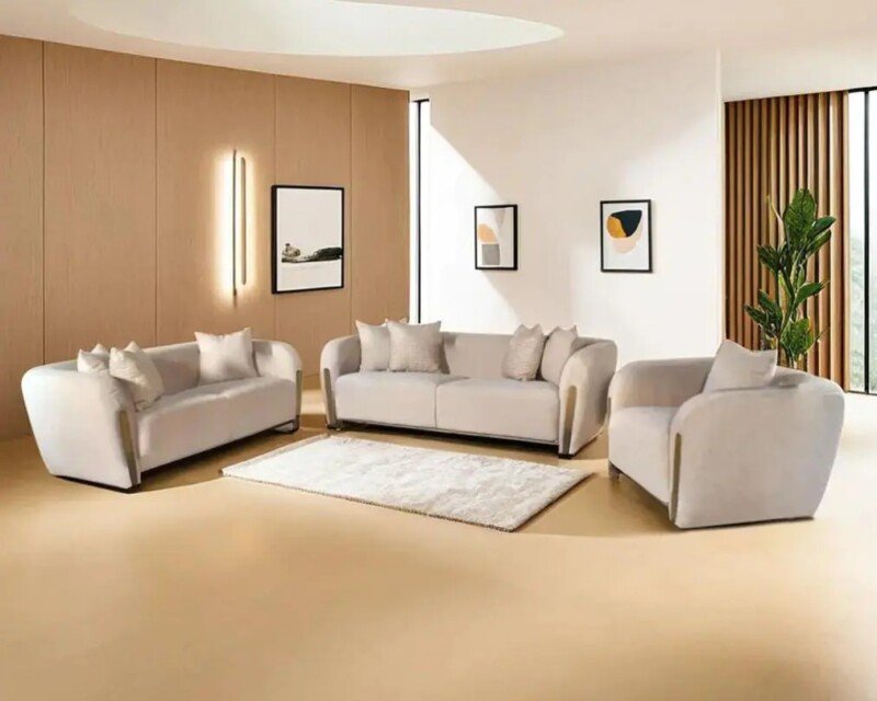 Modern beige 4 piece sofa set