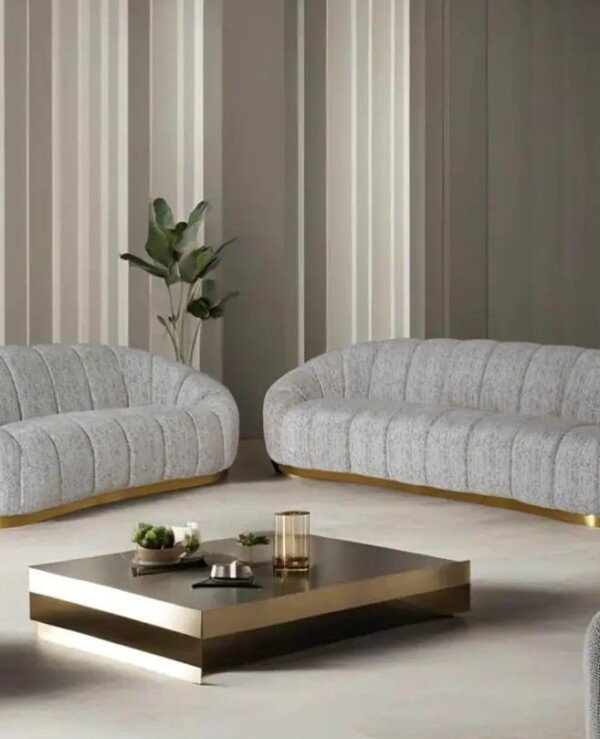 Wooden Twist Collin Modern Oval Shape Sofa Set