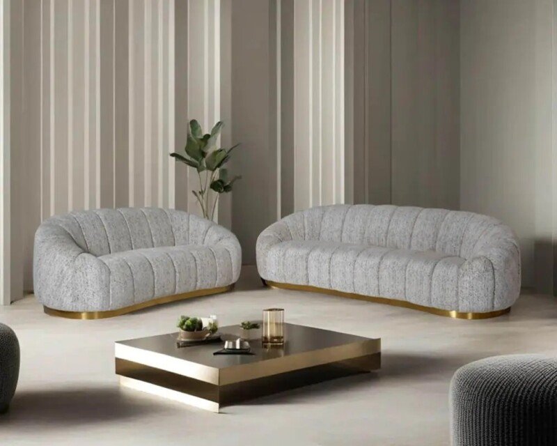 Wooden Twist Collin Modern Oval Shape Sofa Set